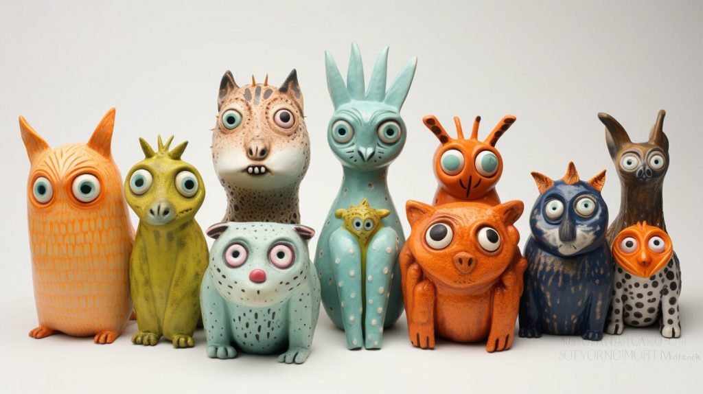 Ceramic animal figurines in various colours and designs