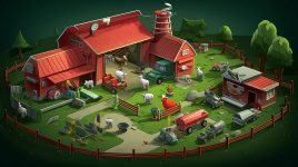 Toy barn set with farm animals