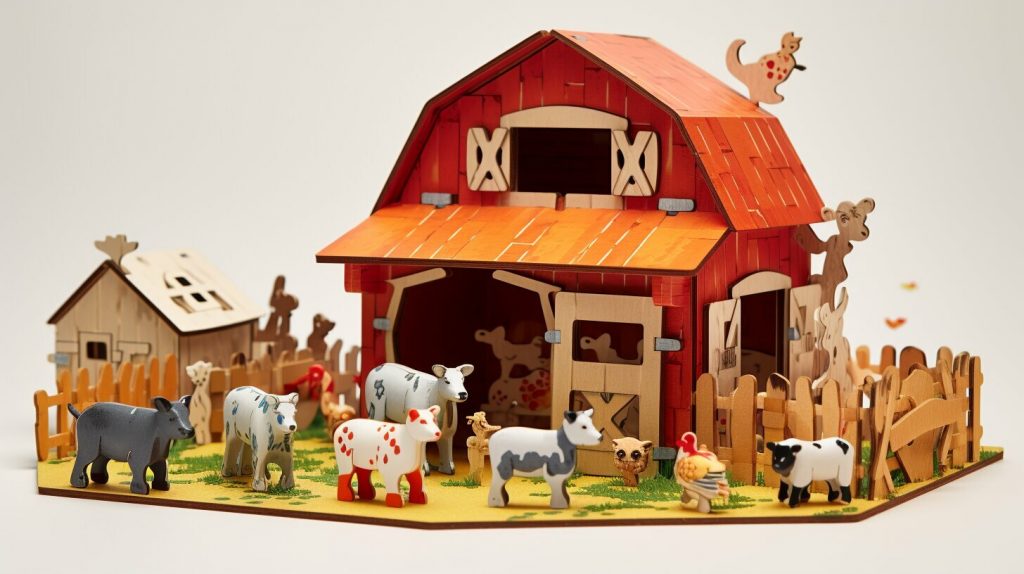 Wooden Toy Barn Set